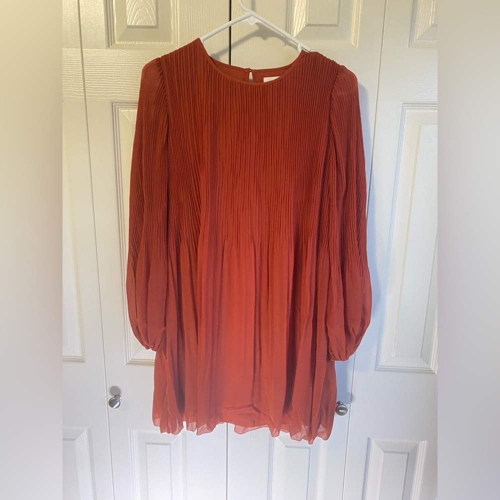 New Aritzia Wilfred Daydreamer Mini Dress Pleated chiffon mini dress - Picture 4 of 11